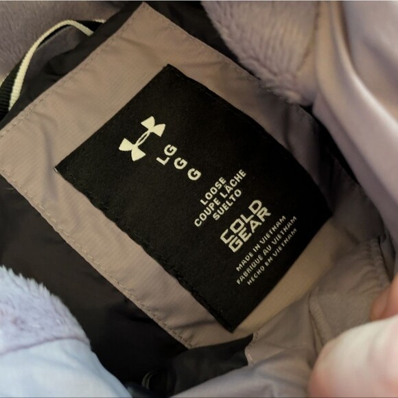 Under Armour UA Down Cold Gear Parka Puffer Jacket Coat Lavender Purple Grey L - Picture 5 of 12